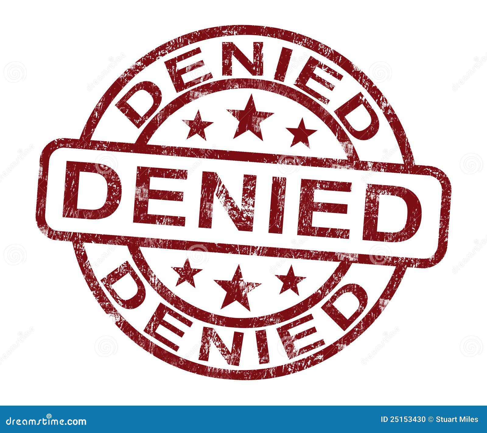 denied stamp showing rejection or refusal