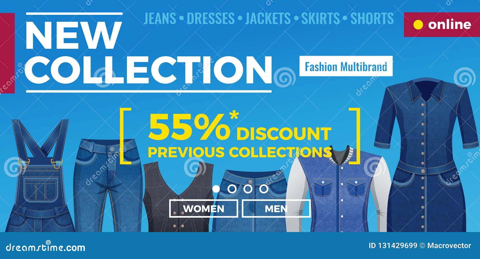 Denim Clothing Web Banner Stock Vector Illustration Of Button