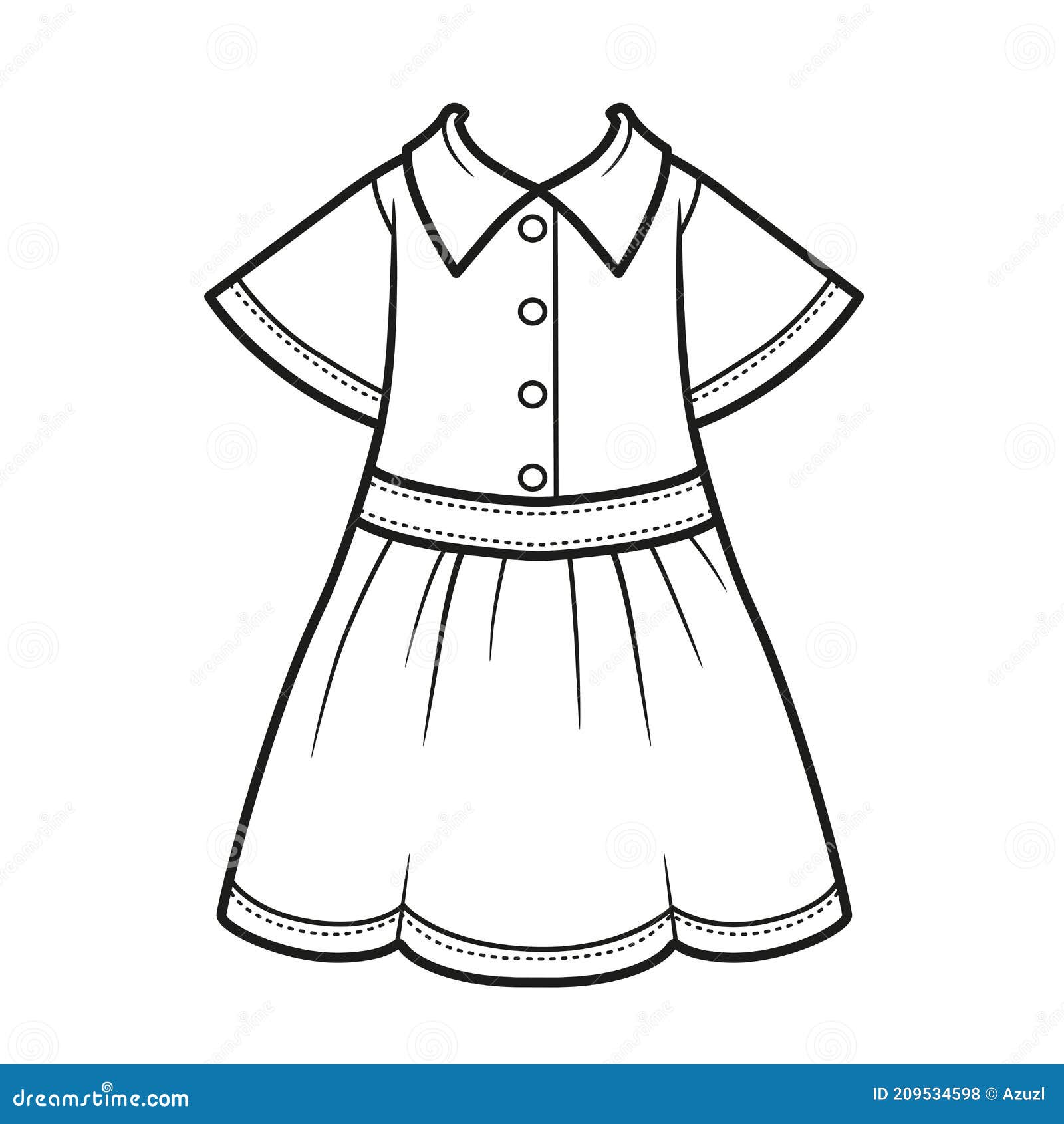 Denim Dress Shirt Outline for Coloring on a White Stock Illustration ...