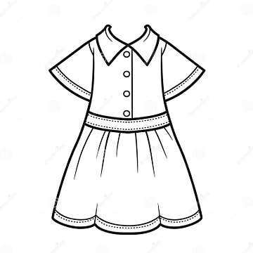 Denim Dress Shirt Outline for Coloring on a White Stock Illustration ...