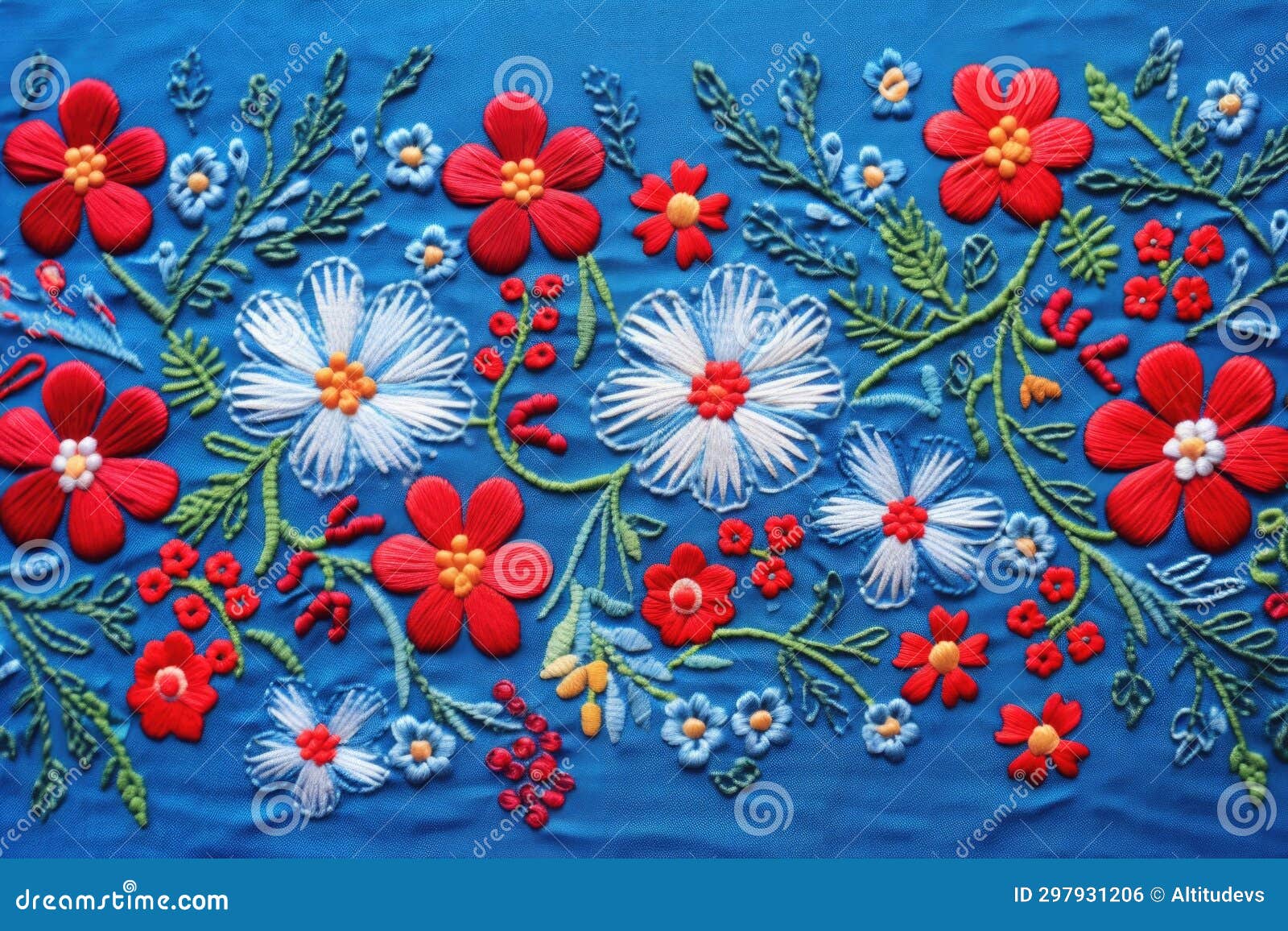 Denim with an embroidery stock photo. Image of fabric 297931206