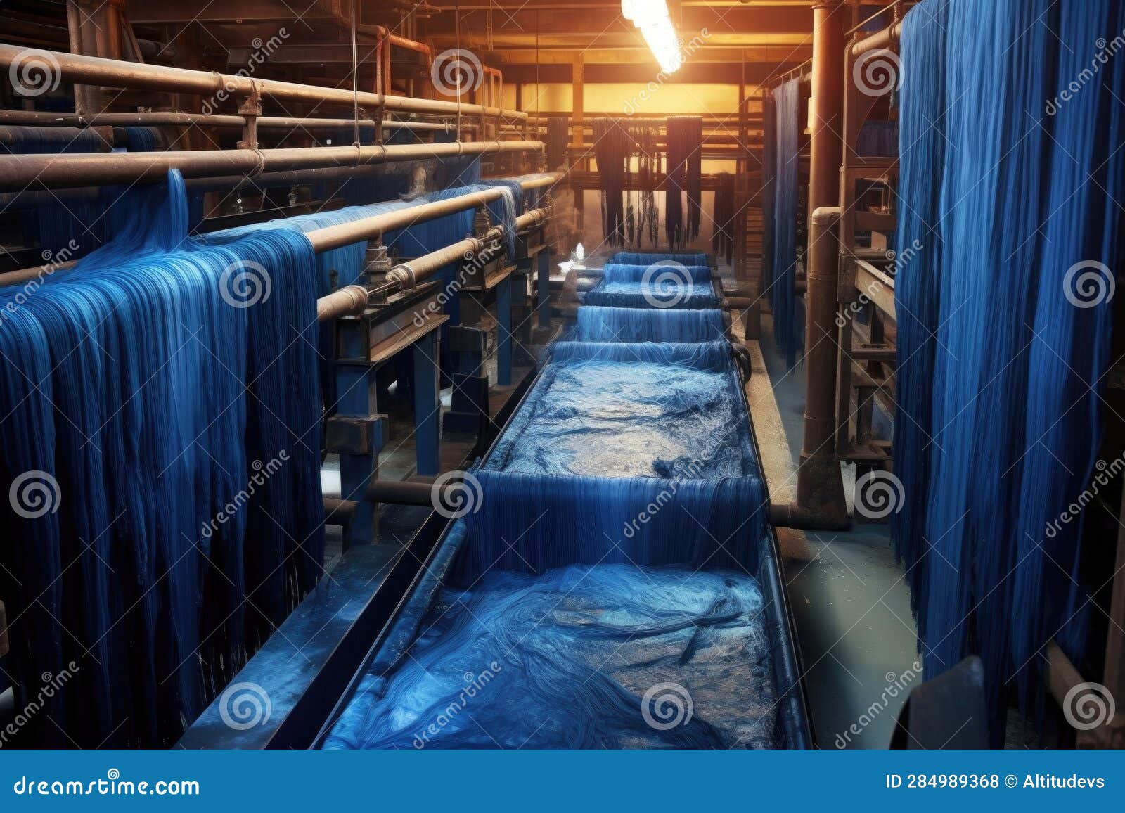 Denim Fabric Dyeing Process in a Textile Factory Stock Photo - Image of ...