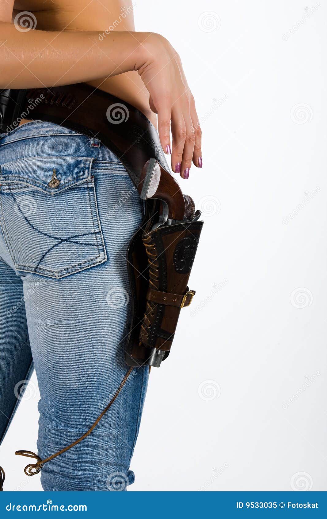 Denim, Gun And Hand stock image. Image of beauty, fashion 9533035