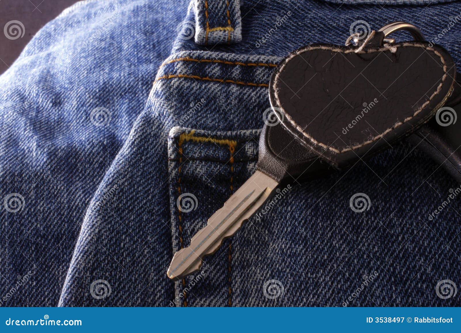 Denim Jeans with Key Chain stock image. Image of jeans 3538497