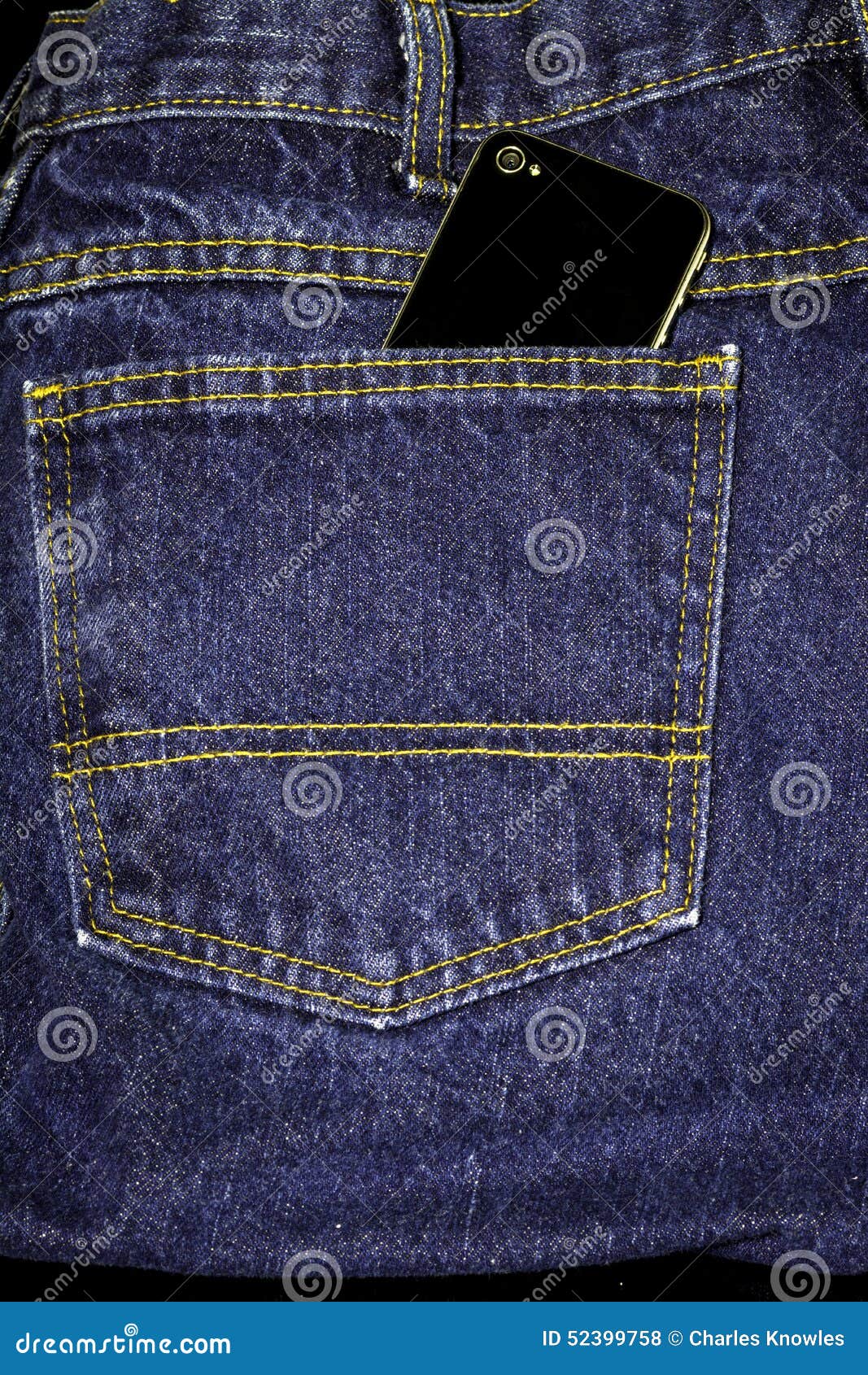 Denim Jeans with a Phone in Pocket Stock Photo Image of unique, smart 52399758