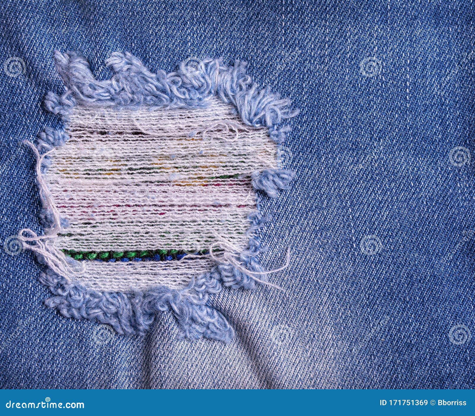 Denim Jeans Ripped Destroyed Torn Blue Patch Stock Image Image of