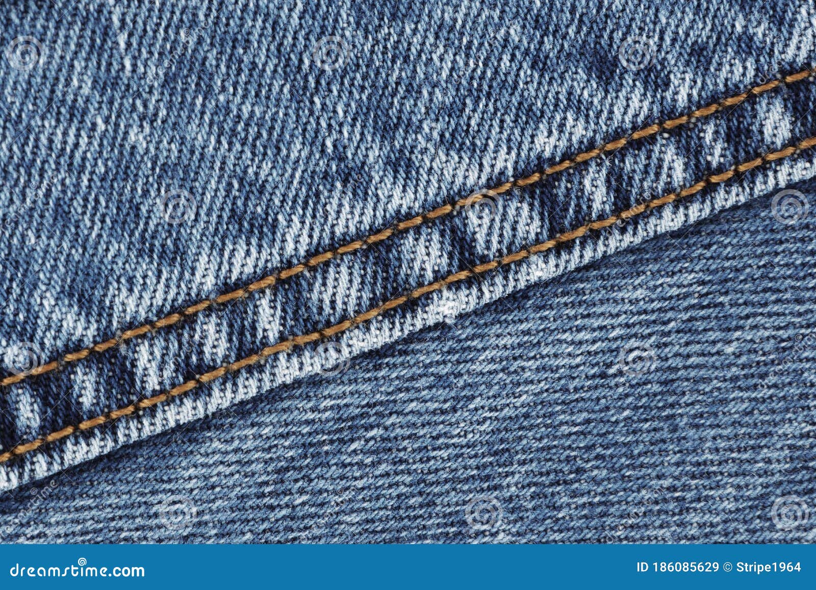 Denim Jeans Seam Double Stitch Close Up Blue Stock Image - Image of ...