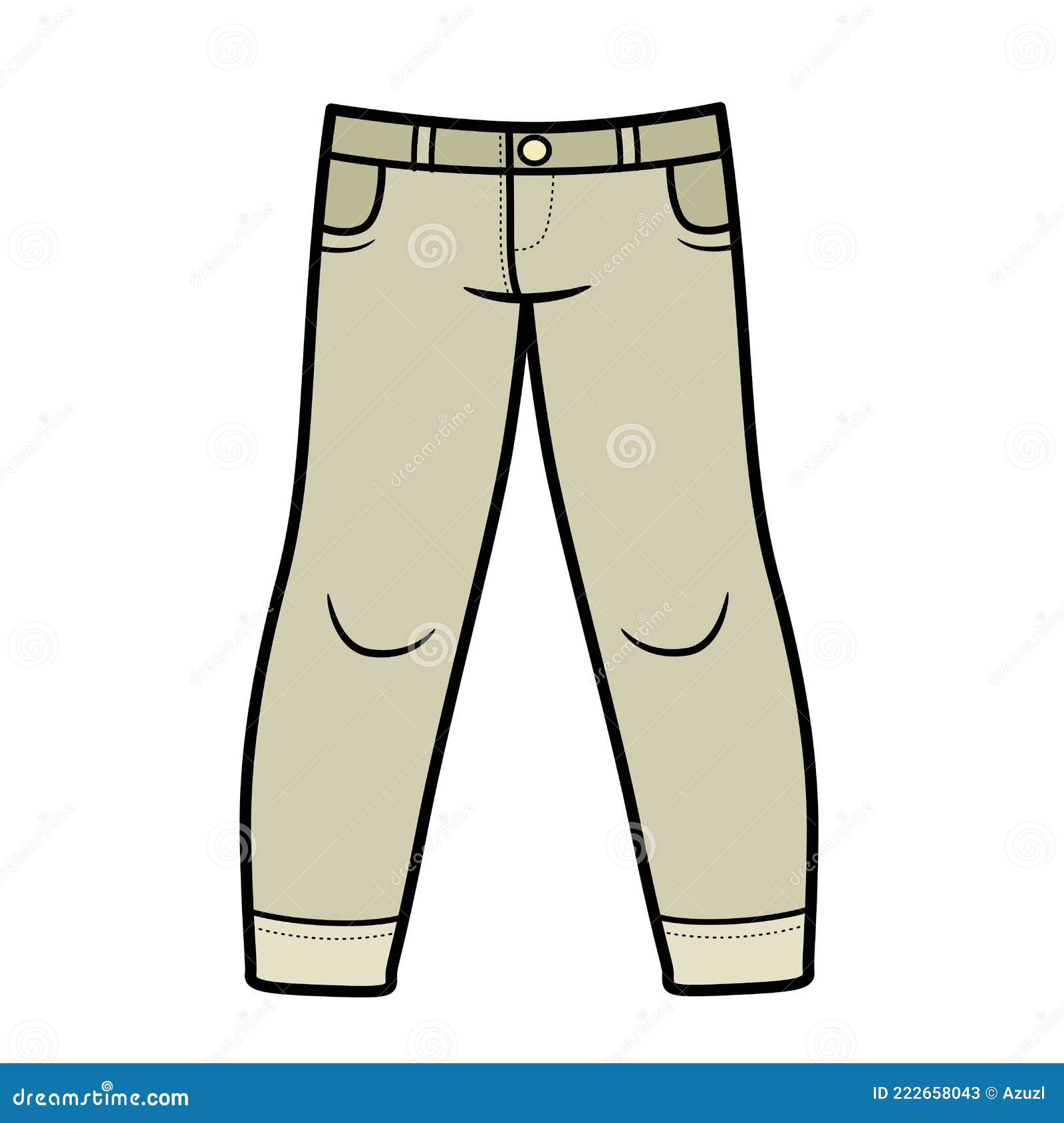 Denim Pants Classic Color Variation for Coloring on a White Stock ...