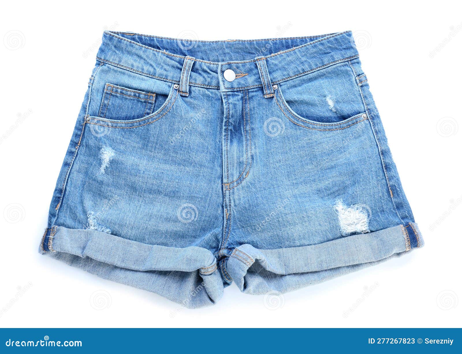 Stylish Jeans Shorts on White Background Stock Image - Image of ...