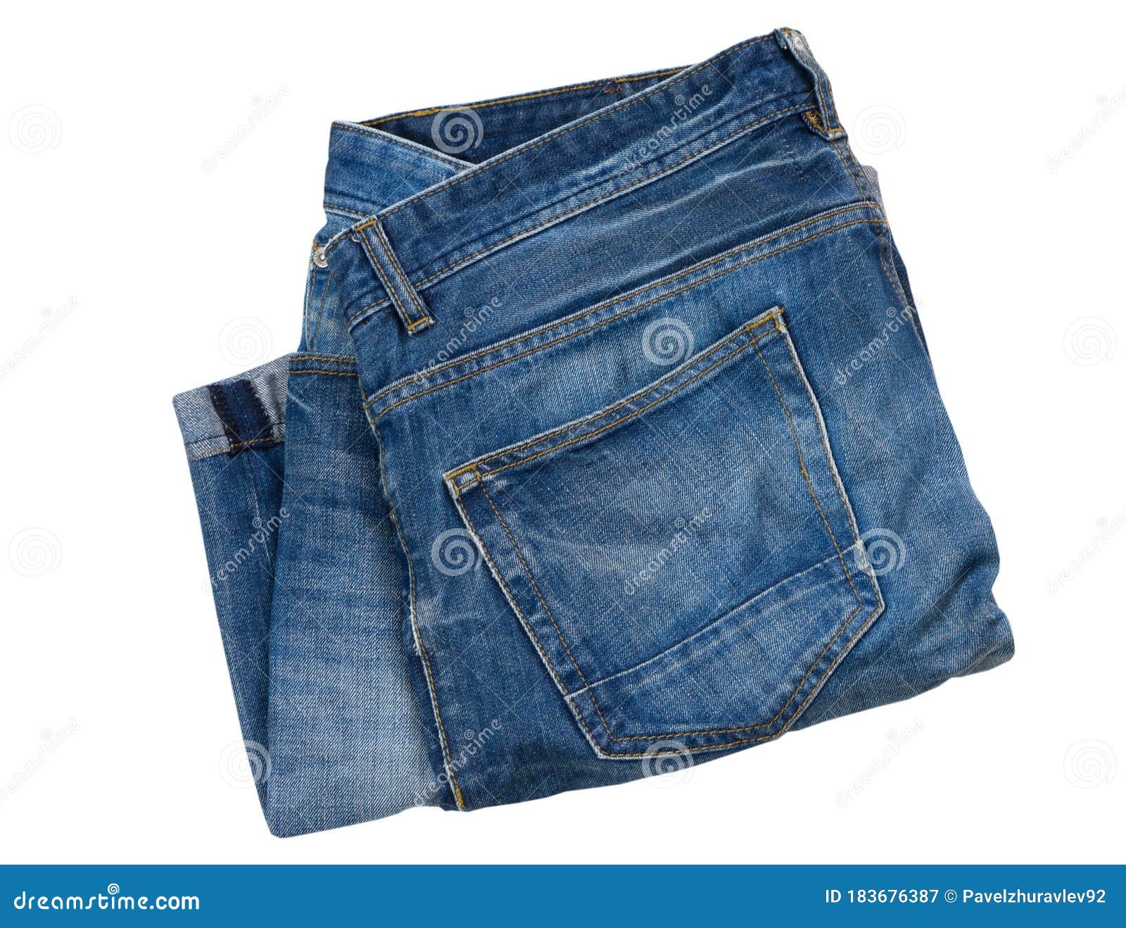 Denim Shorts Isolated on White, Folded Jeans Shorts Over White ...