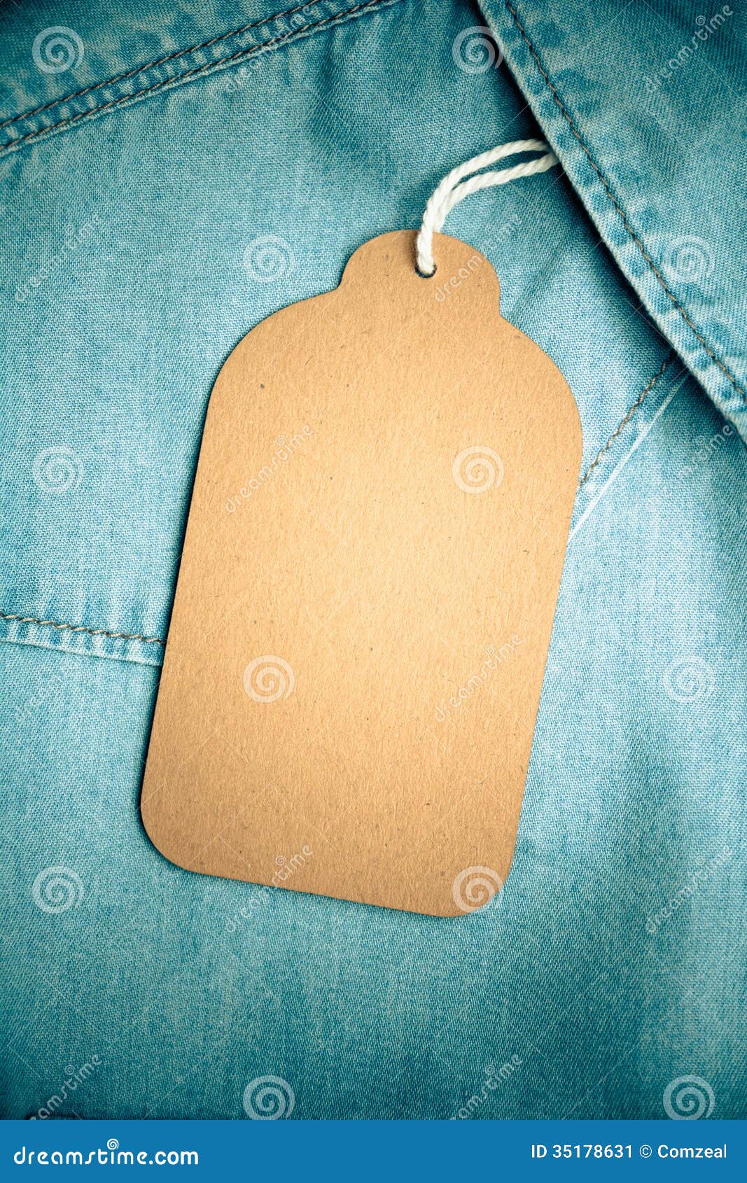 Denim Texture with Paper Jeans Tag Stock Image - Image of string ...