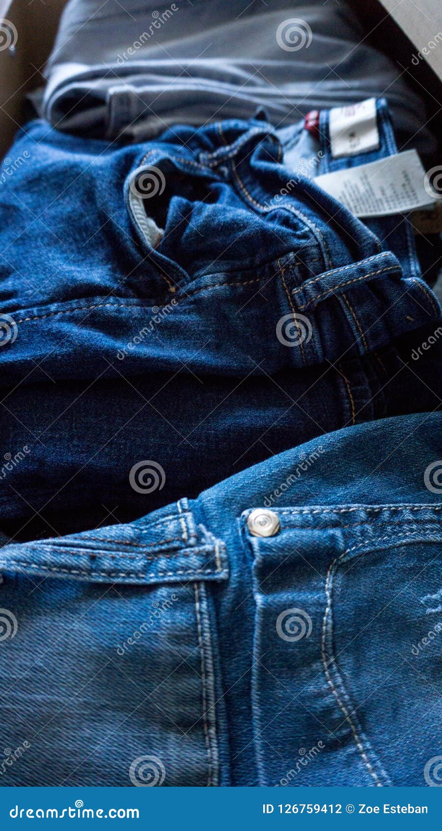 Denim Trousers Jeans Pants Drawer Folded Stock Photo Image of closeup