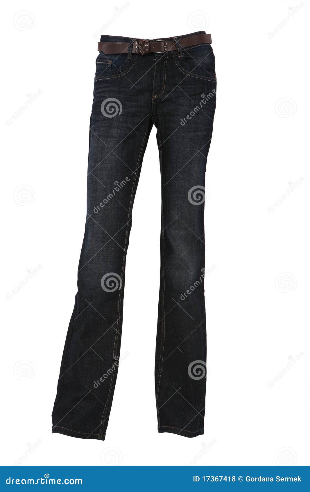 Denim Trousers on a Mannequin with Belt Stock Photo - Image of blue ...