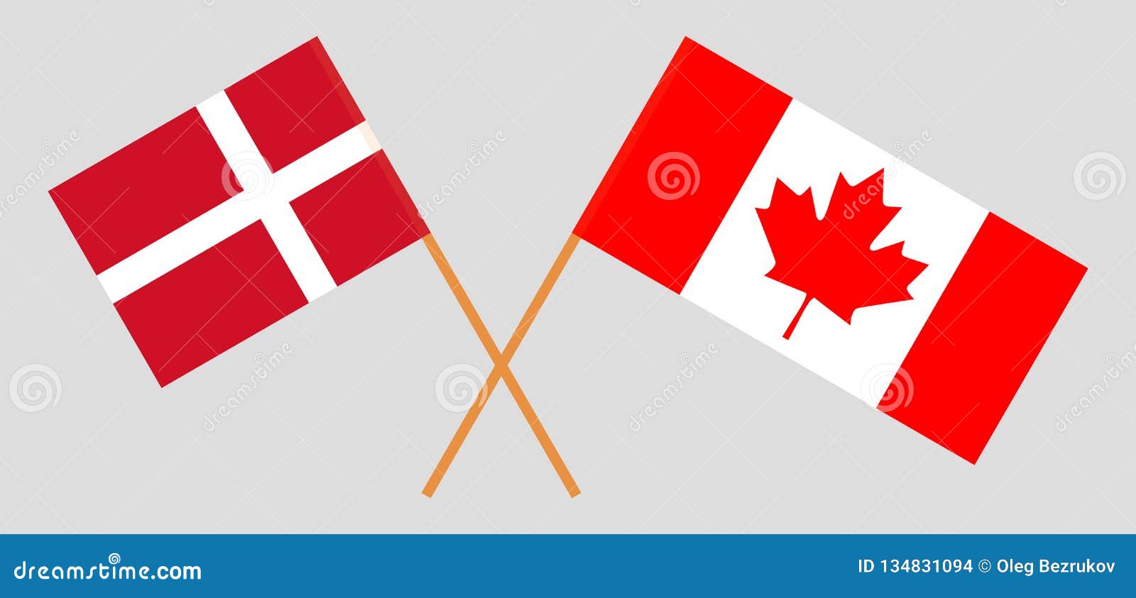 Denmark and Canada. the Danish and Canadian Flags. Official Colors