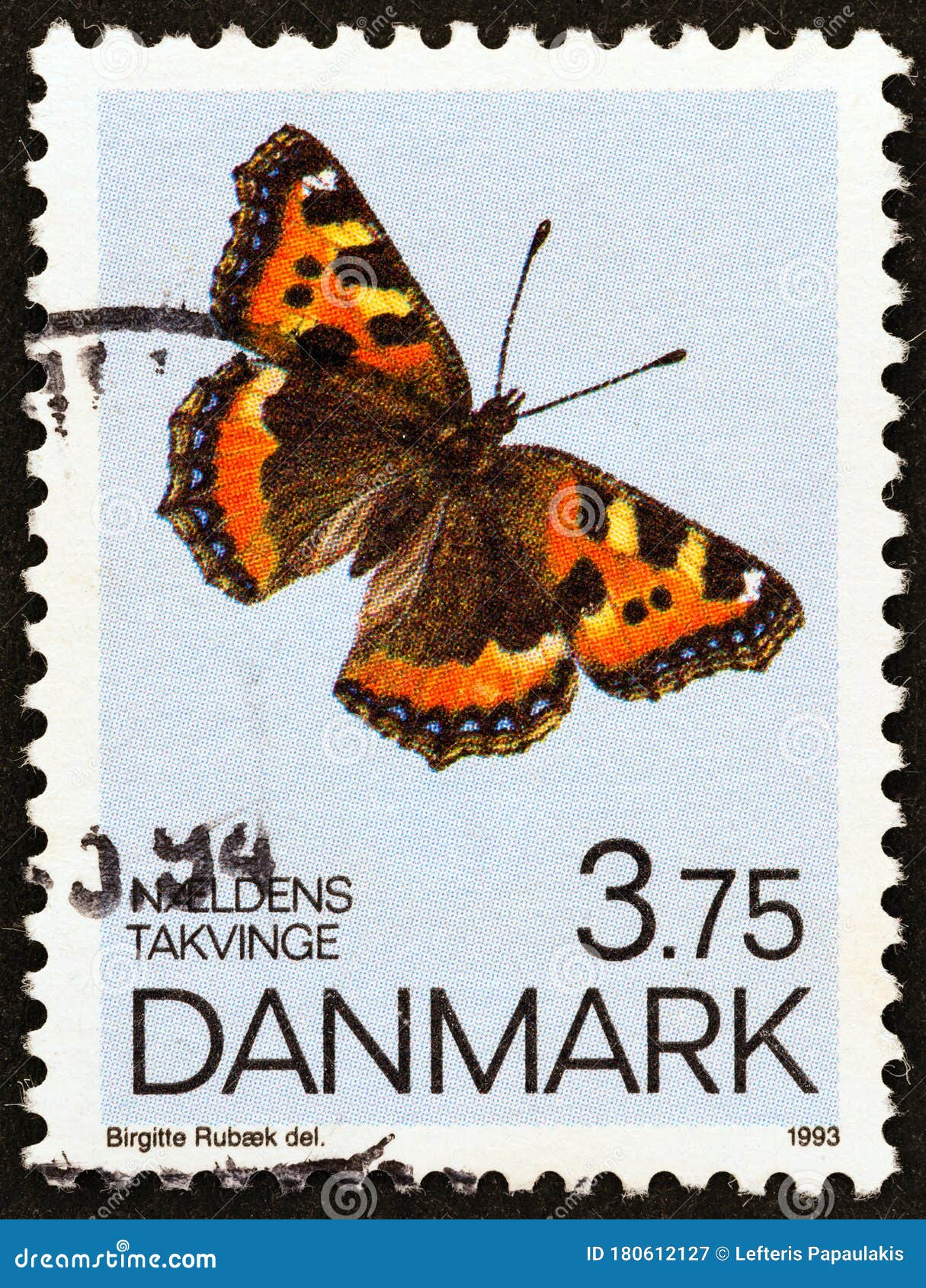 DENMARK CIRCA 1993 a Stamp Printed in Denmark from the `Butterflies ` Issue Shows Small