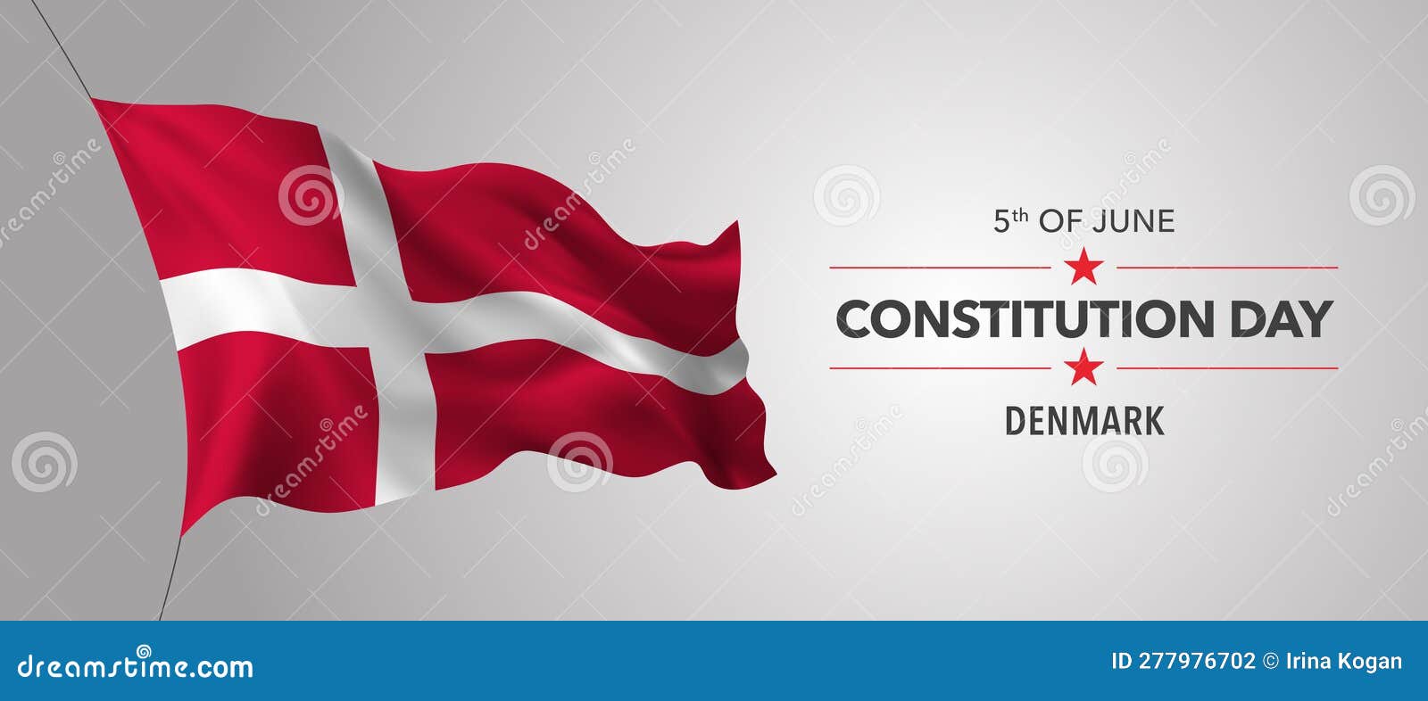 Denmark Constitution Day Greeting Card, Banner with Template Text Vector Illustration Stock
