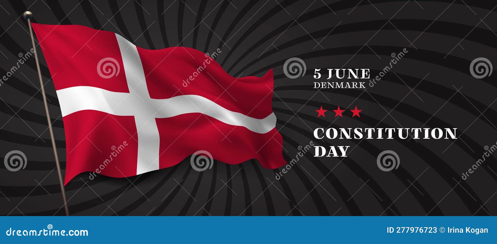 Denmark Constitution Day Vector Banner, Greeting Card. Stock Vector Illustration of patriotic