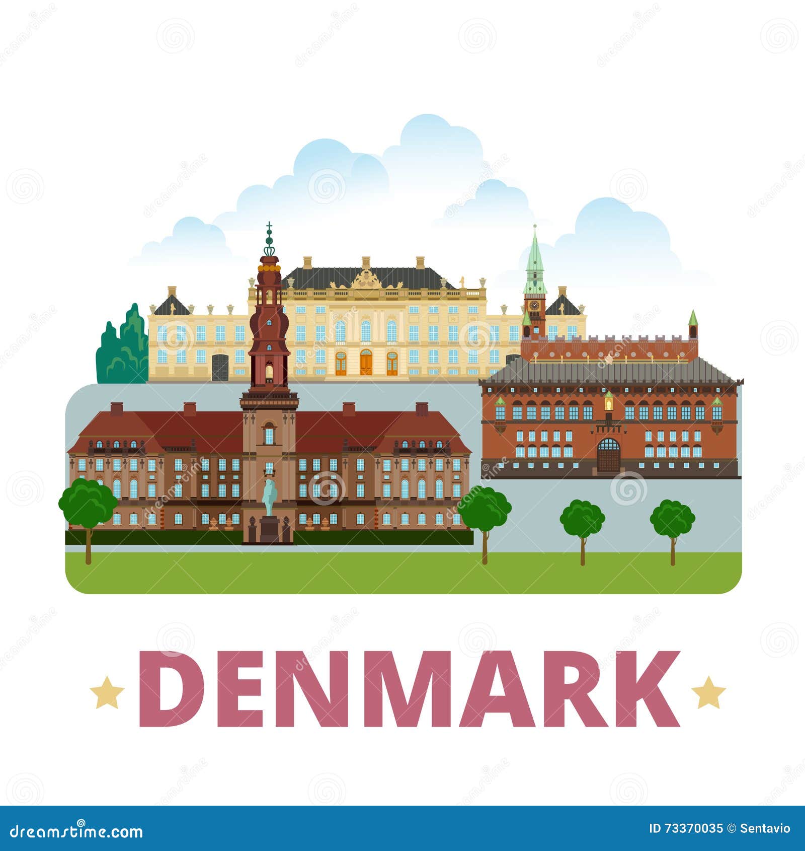 denmark country  template flat cartoon style