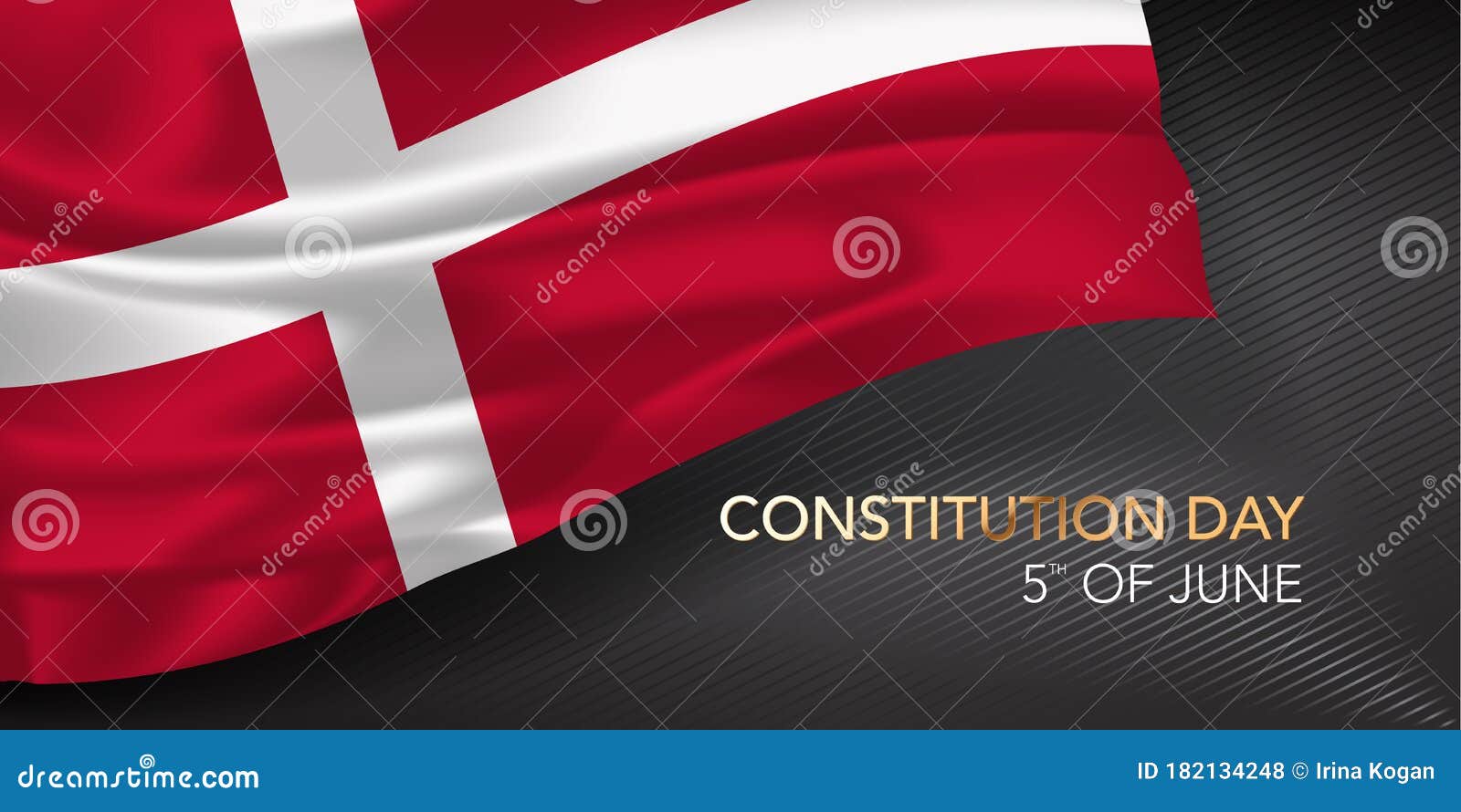 Denmark Happy Constitution Day Greeting Card, Banner with Template Text