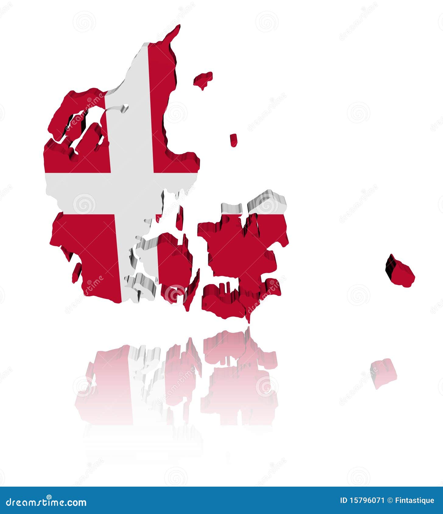 Denmark Map Flag With Reflection Stock Image - Image: 15796071