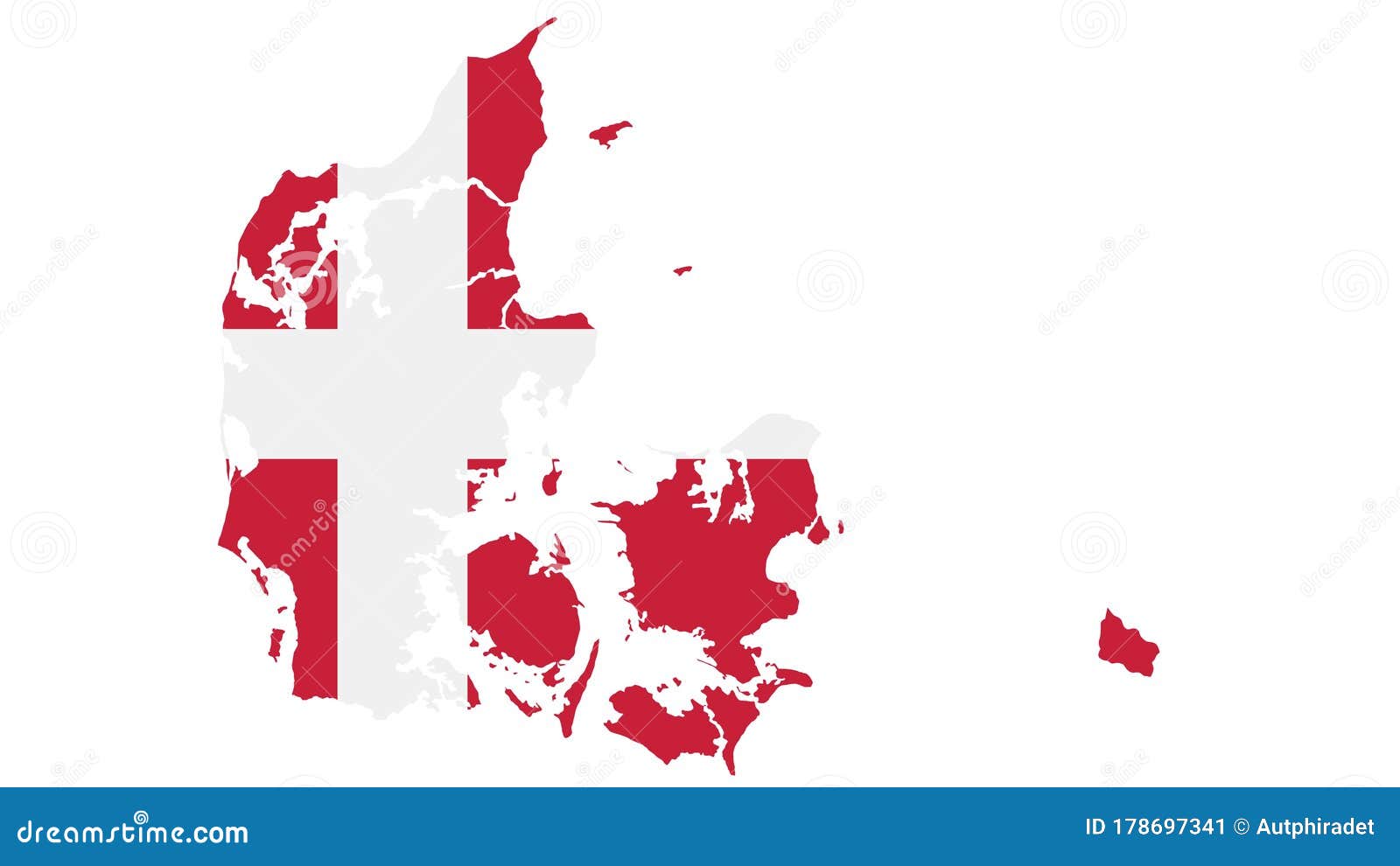 Denmark Map with Flag Texture on White Background, Illustration ...