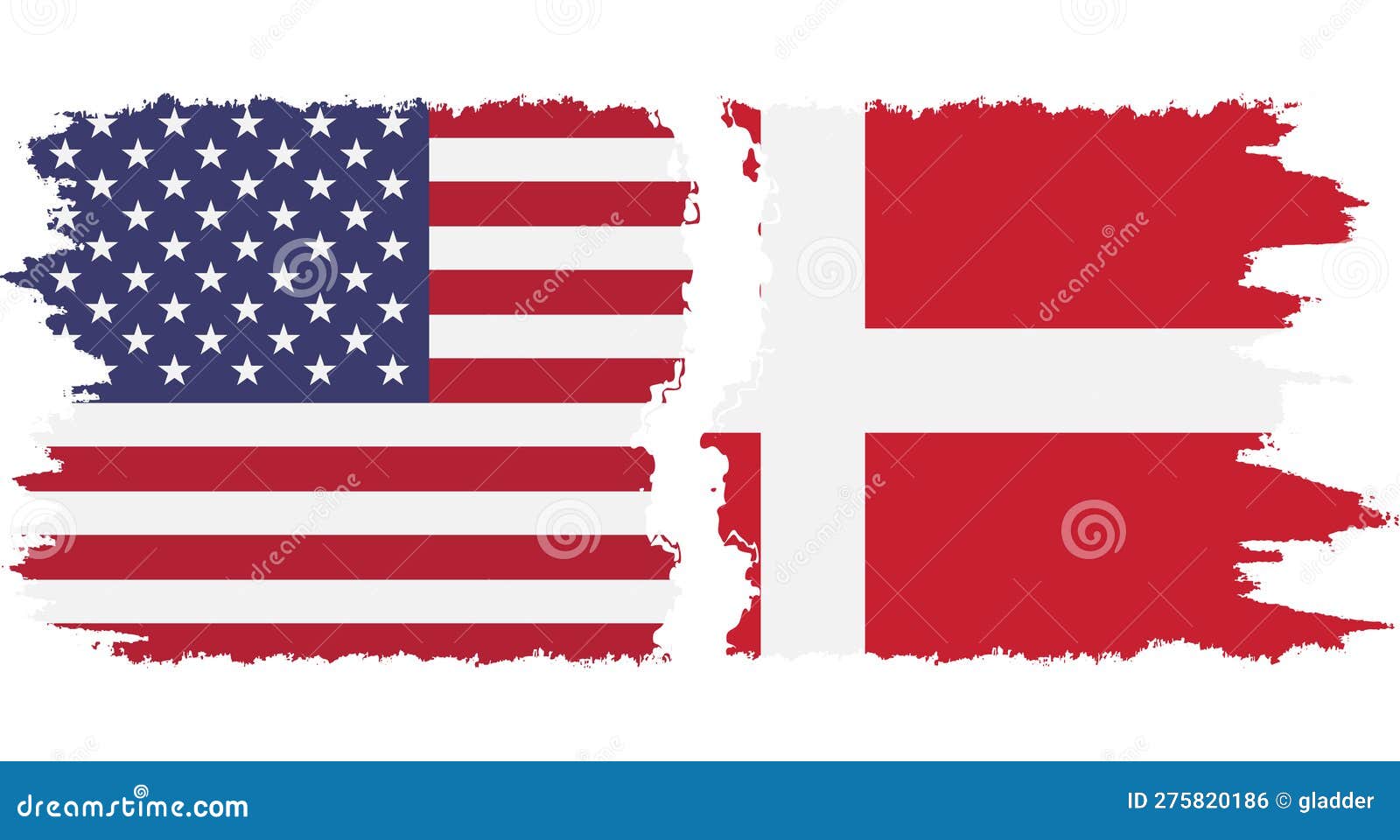 Denmark and USA Grunge Flags Connection Vector Stock Vector