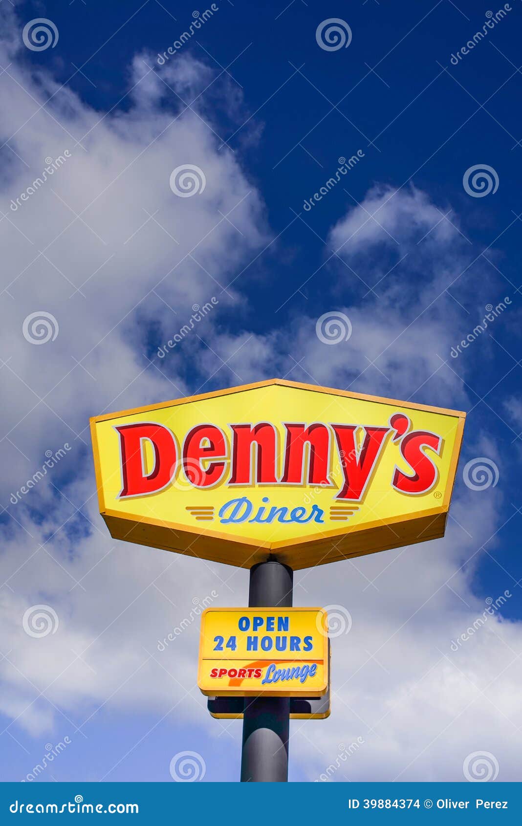 Denny s logo on wall editorial stock photo. Image of stone - 217528143