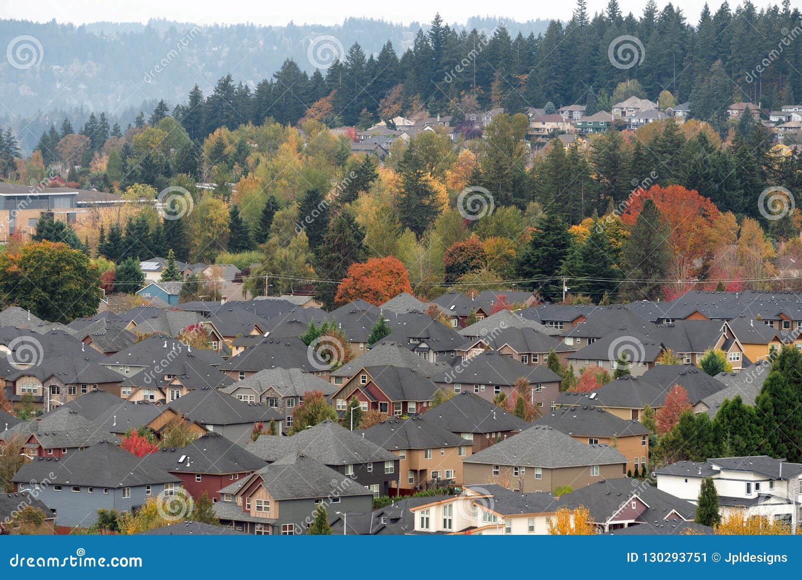 densely populated suburban residential neighborhood