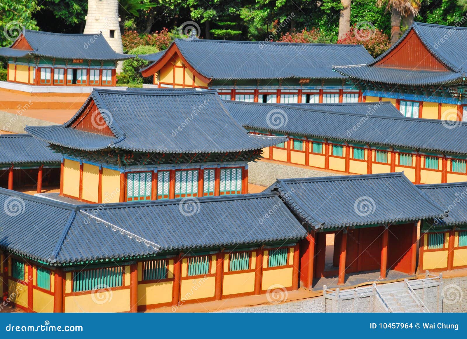 densely populated temple compound