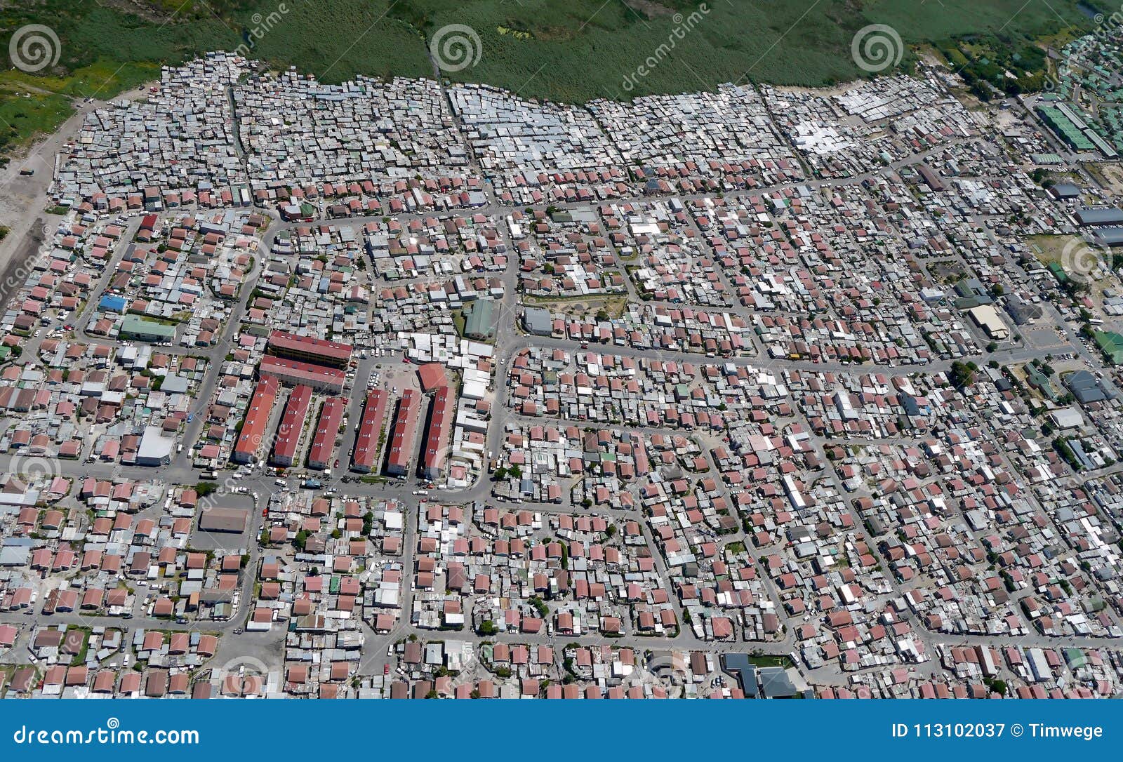 densely populated township in south africa, from above