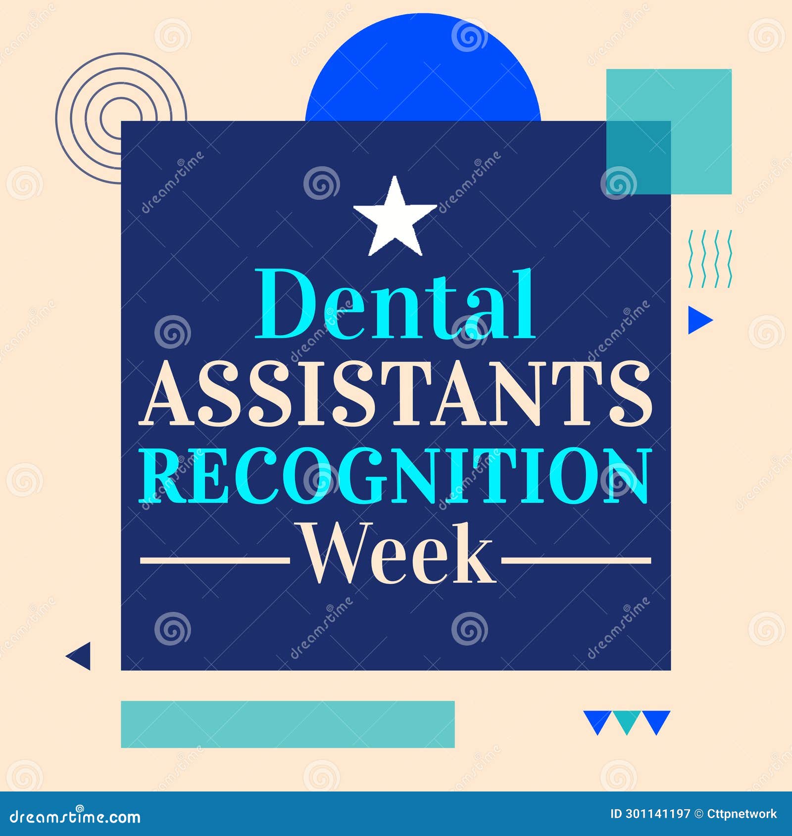 Dental Assistants Recognition Week Poster Design with Star, Typography and Minimalist Shapes
