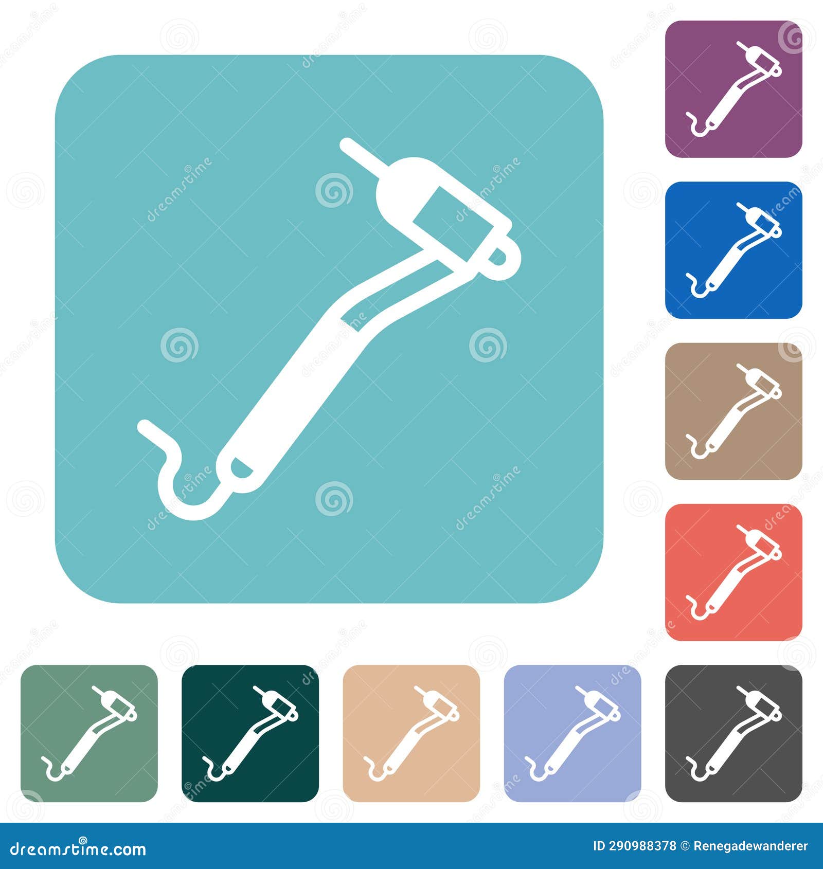 Dental Drill Rounded Square Flat Icons Stock Vector Illustration of