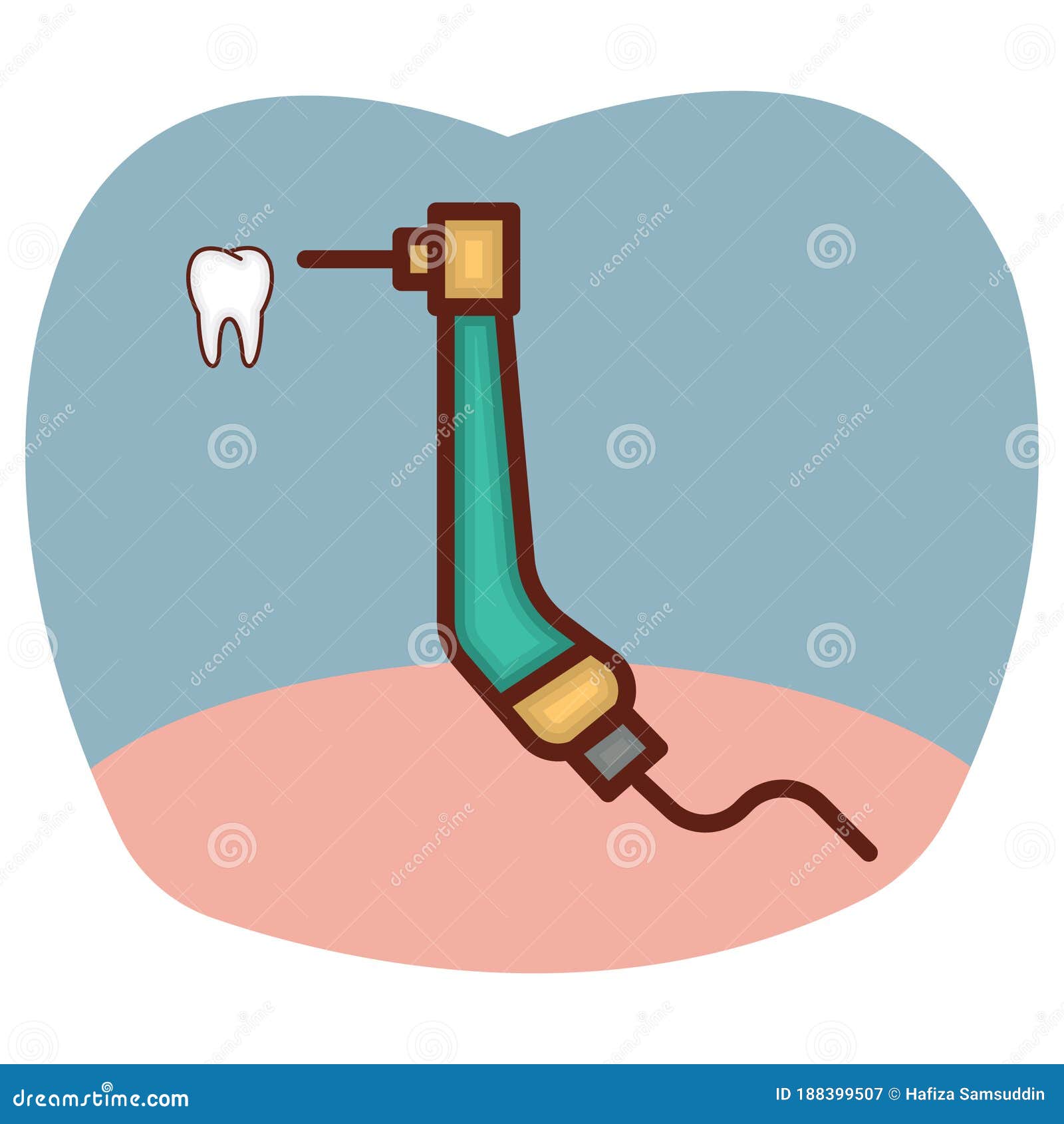 Dental Drill with Tooth. Vector Illustration Decorative Design Stock
