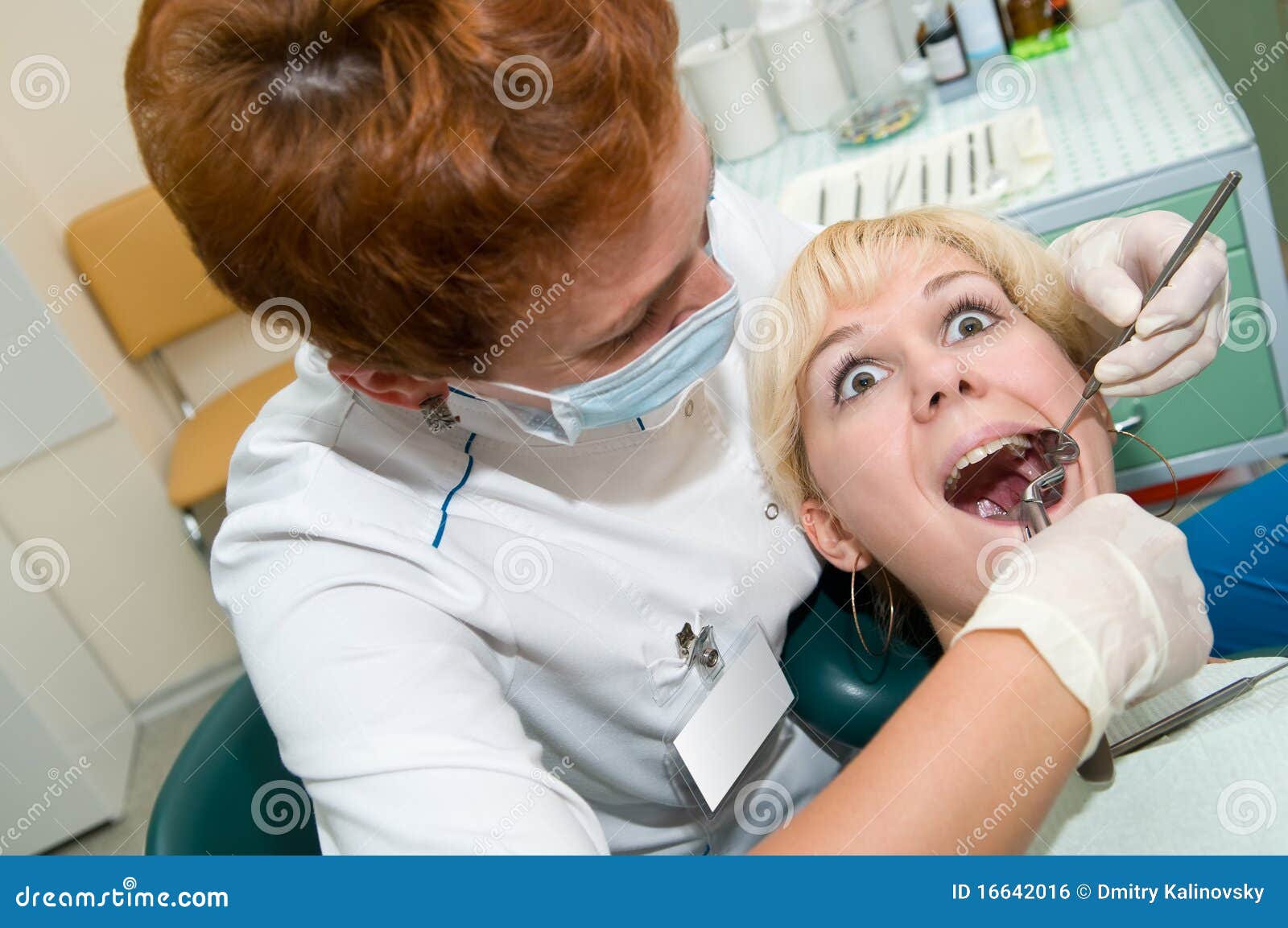Dental Exodontia with Scared Stock Photo Image of face, clinic 16642016