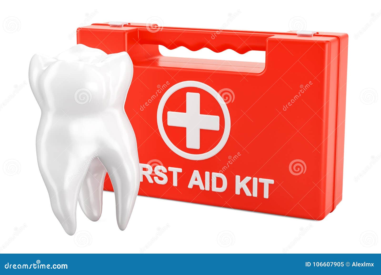 Dental First Aid Concept, 3D Rendering Stock Illustration
