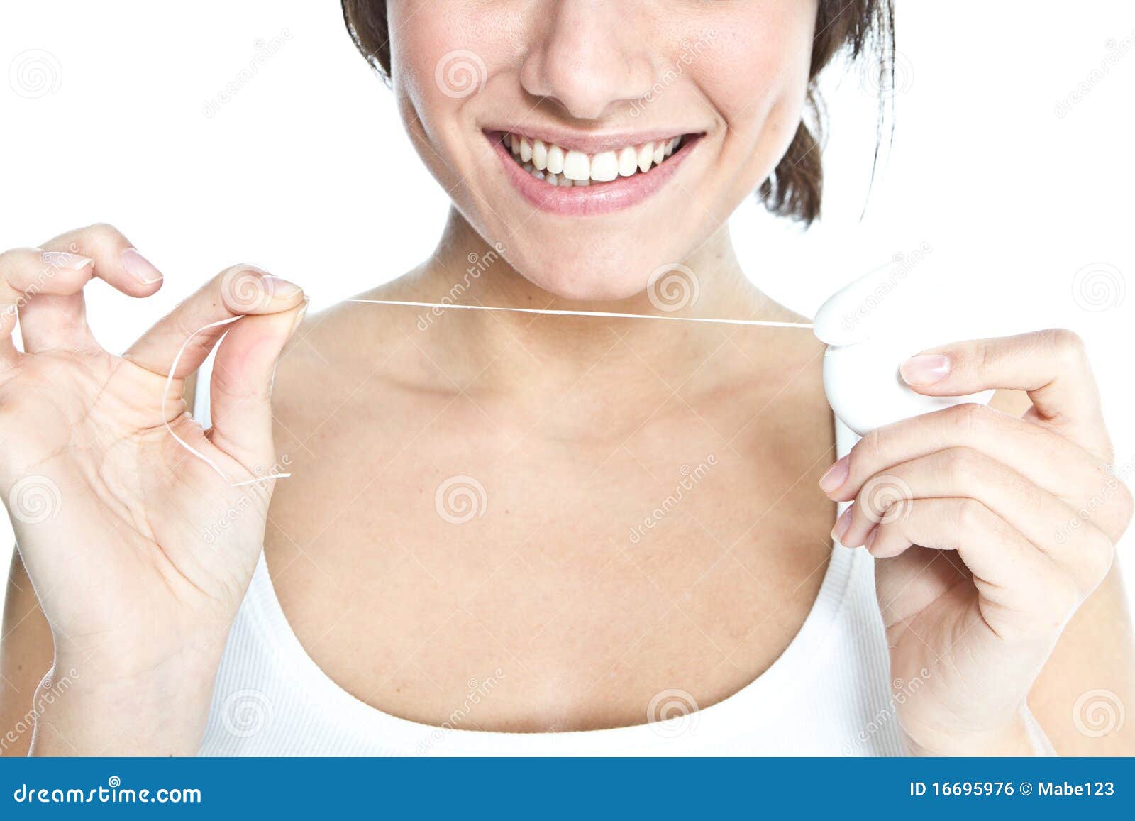 Dental floss stock photo. Image of caucasian, floss, girl 16695976