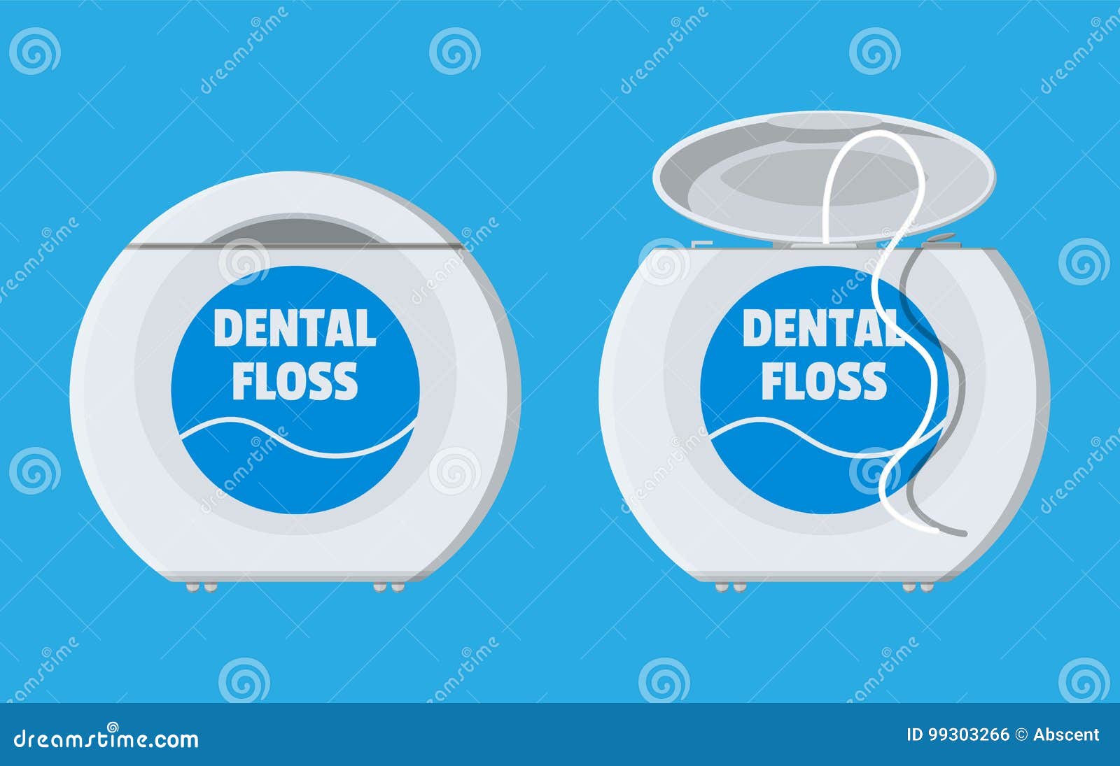 Premium Vector  Dental floss in a container and in the form of a separate  instrument