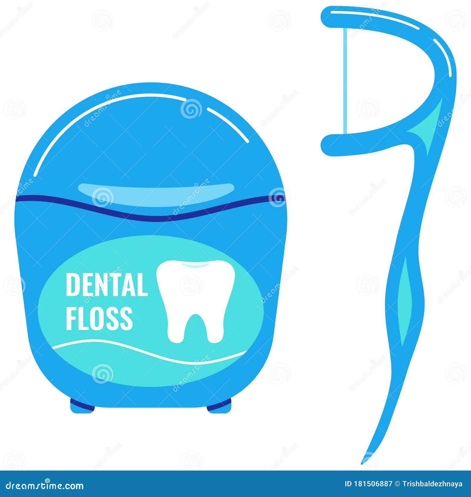 Dental Floss with Tooth Icon, Interdental Brush Set Isolated on White Background. Stock Vector - Illustration of flat, healthcare: 181506887 Dental Floss with Tooth Icon, Interdental Brush Set Isolated on White Background. Stock Vector - Illustration of flat, healthcare: 181506887