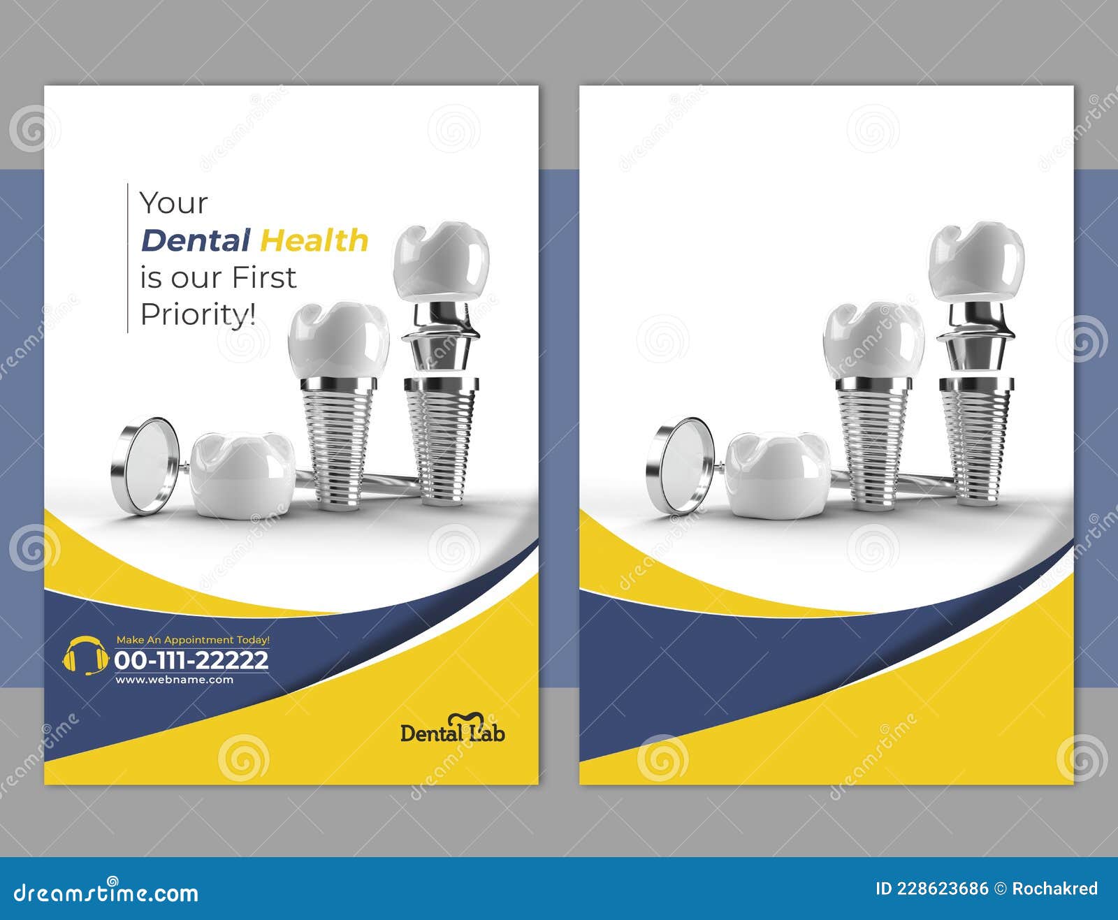 Dental Implants Surgery Concept Flyer Poster Banner Template Stock