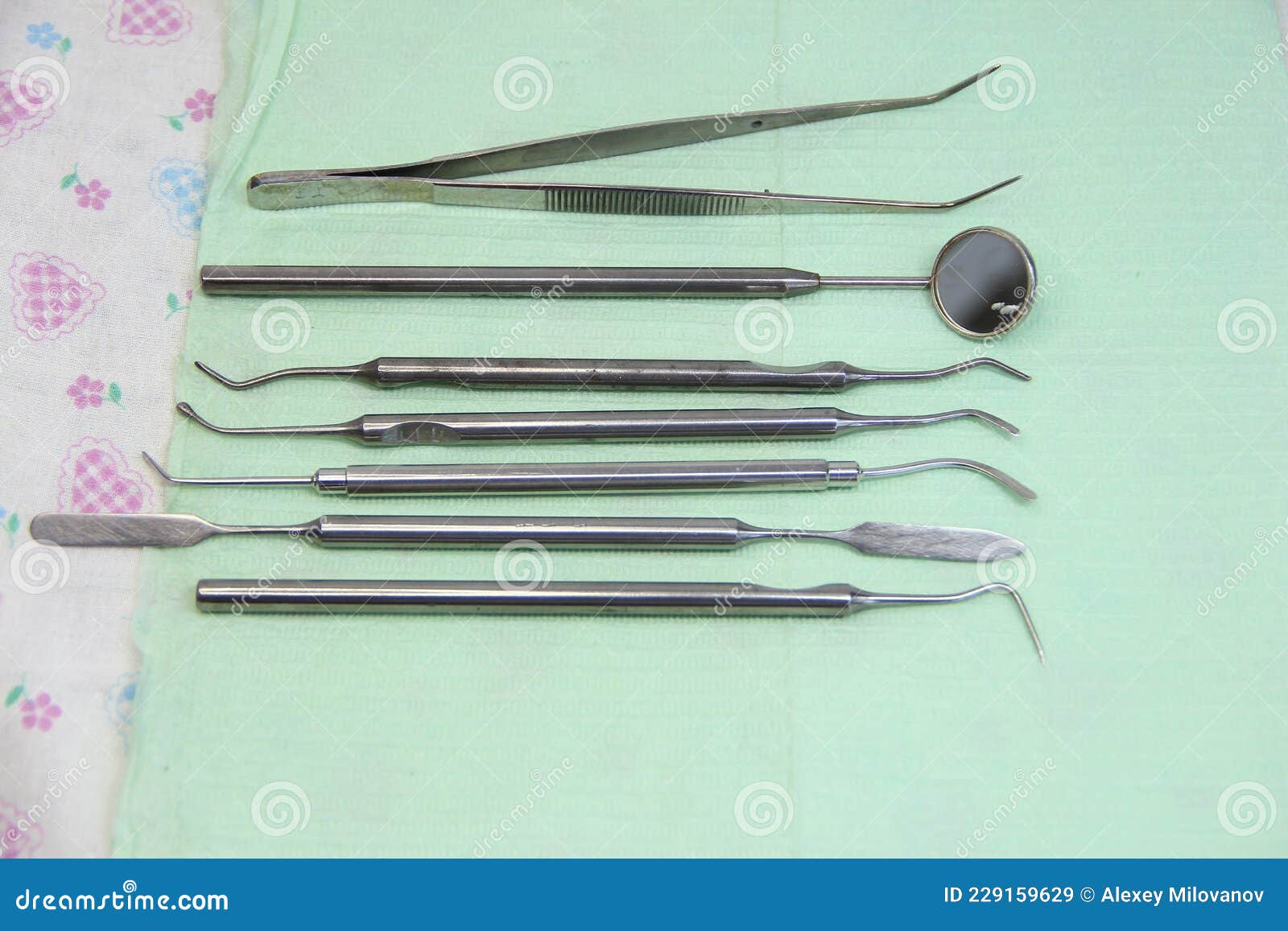Dental Instruments on a Napkin Stock Image Image of dentistry, inspection 229159629