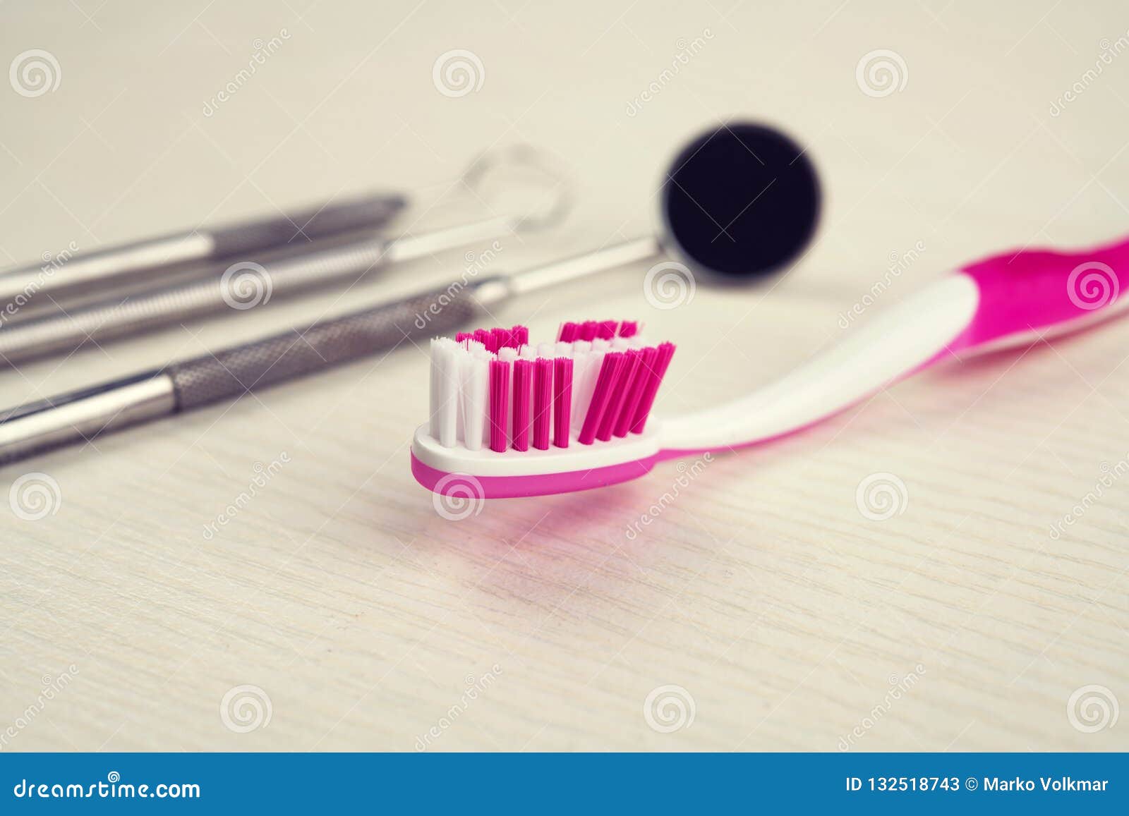 Dental Instruments and Toothbrush on Bright Ground Stock Image Image