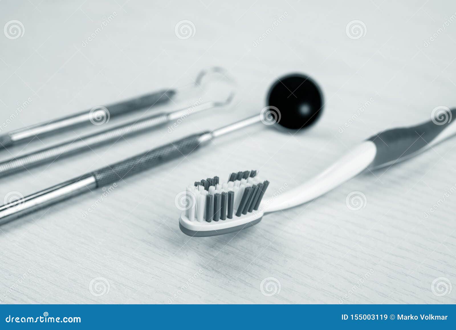 Dental Instruments and Toothbrush on Bright Ground Stock Image Image