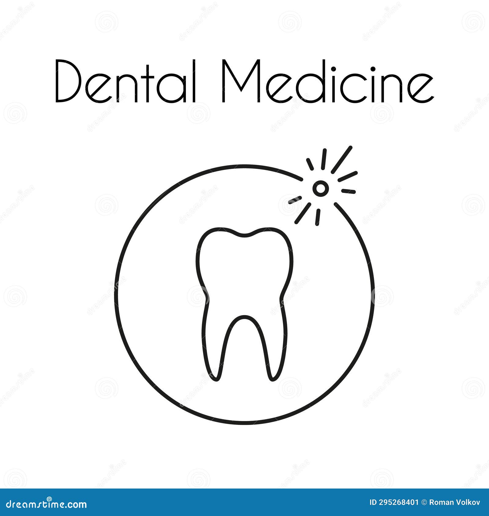 Dental Medicine Vector Logo Template. Sparkling Tooth Linear Icon Stock Illustration