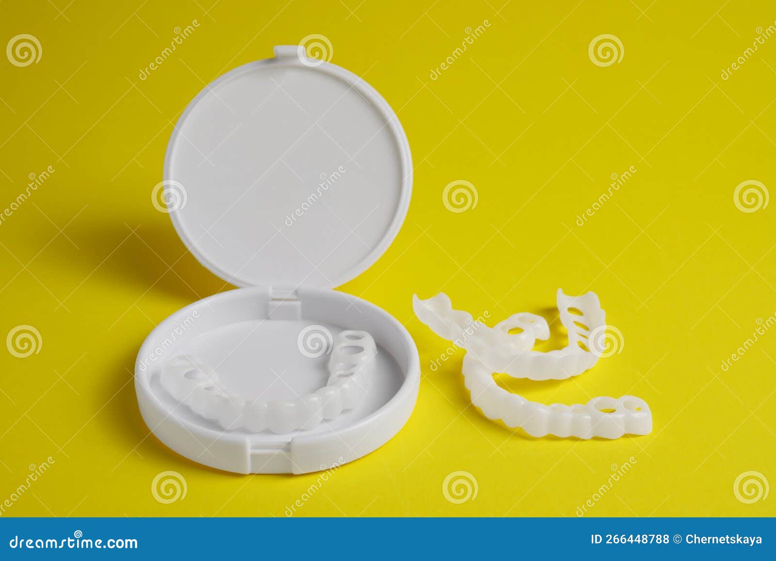 Dental Mouth Guards on Yellow Background. Bite Correction Stock Photo Image of background