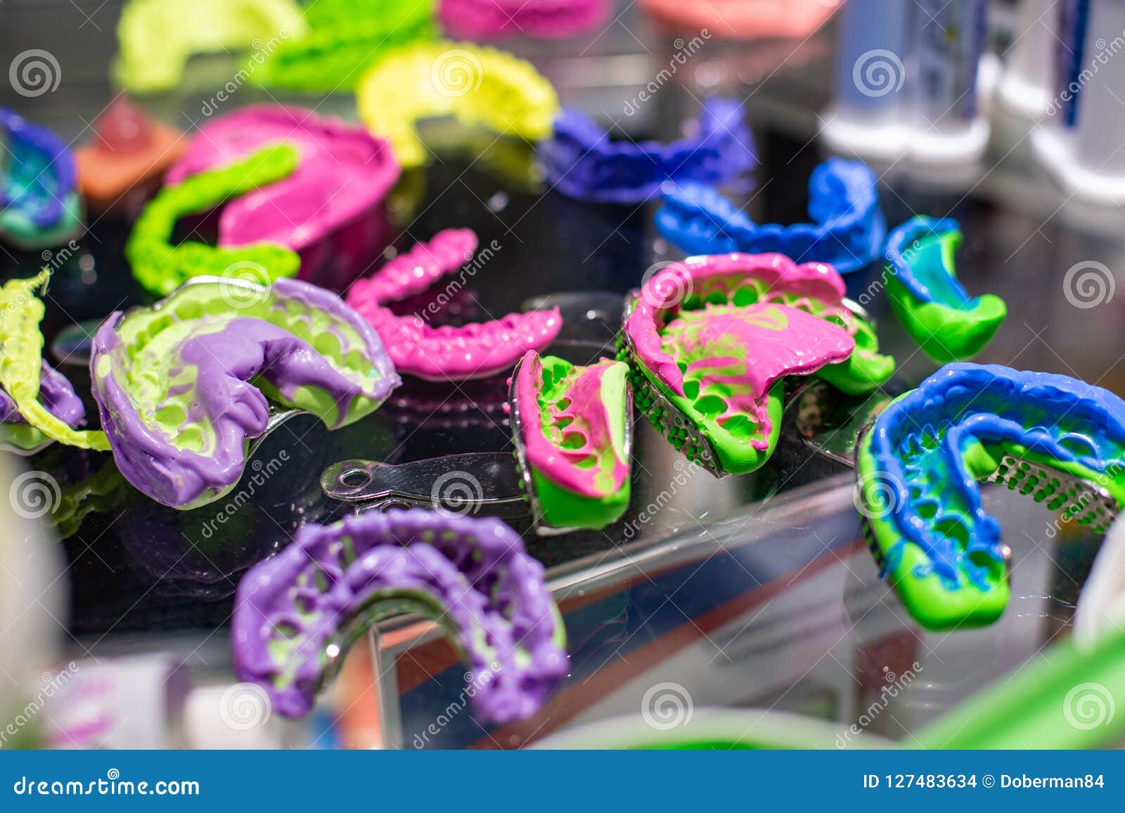 Dental Orthodontic Tools. Multicolored Device for Making a Molded
