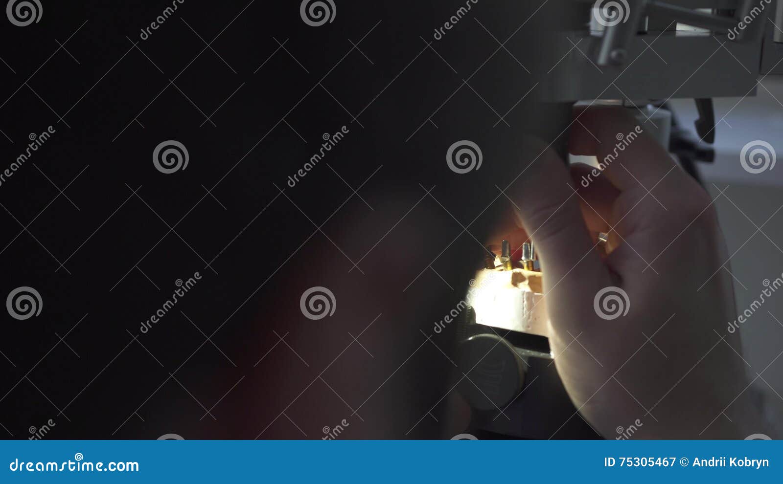 Dental Prosthetic Restoration. Specialist is Sculpting Denture for