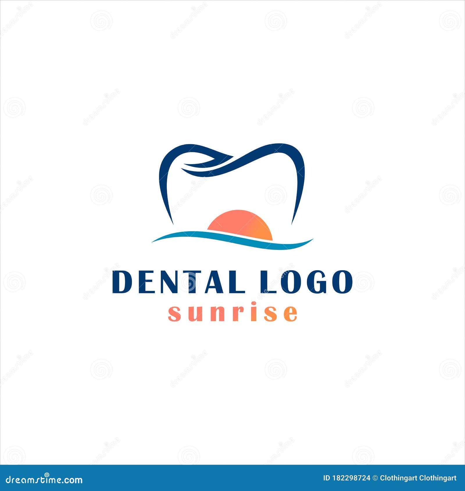 Dental Sunrise Vector Logo Design Simple Stock Vector Illustration of