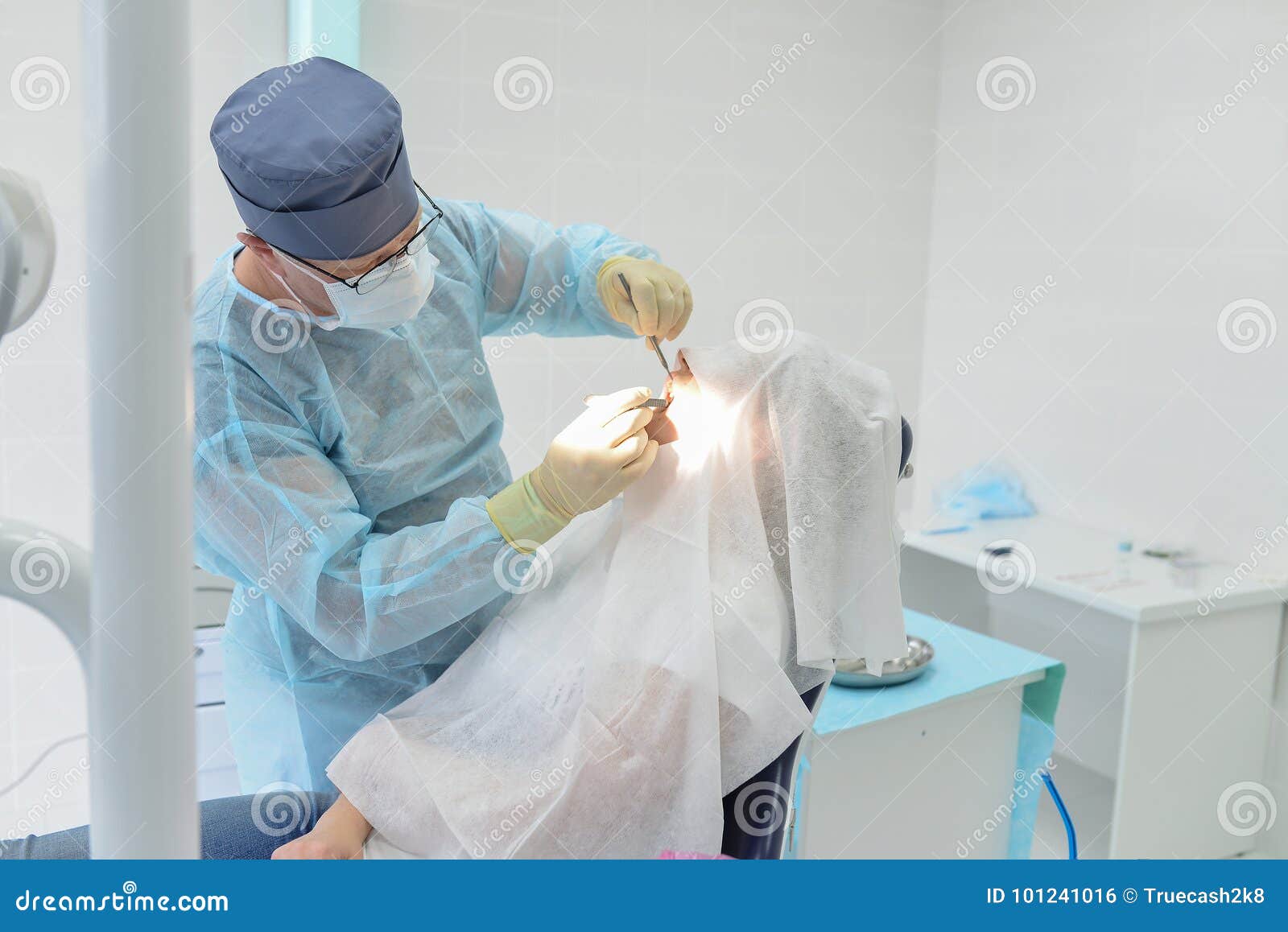 Dental Surgery Operation in Modern Dentist Clinic Stock Photo Image