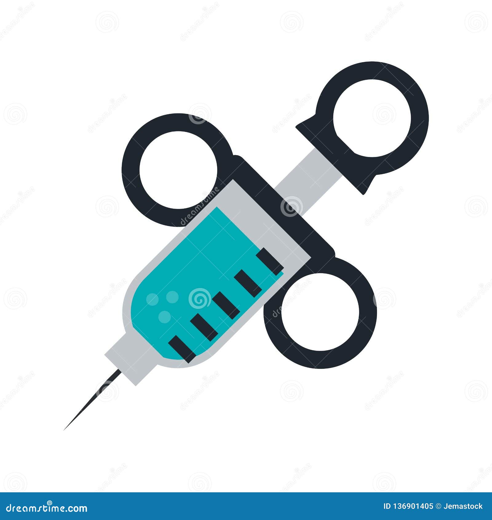 Dental syringe symbol stock vector. Illustration of happiness 136901405