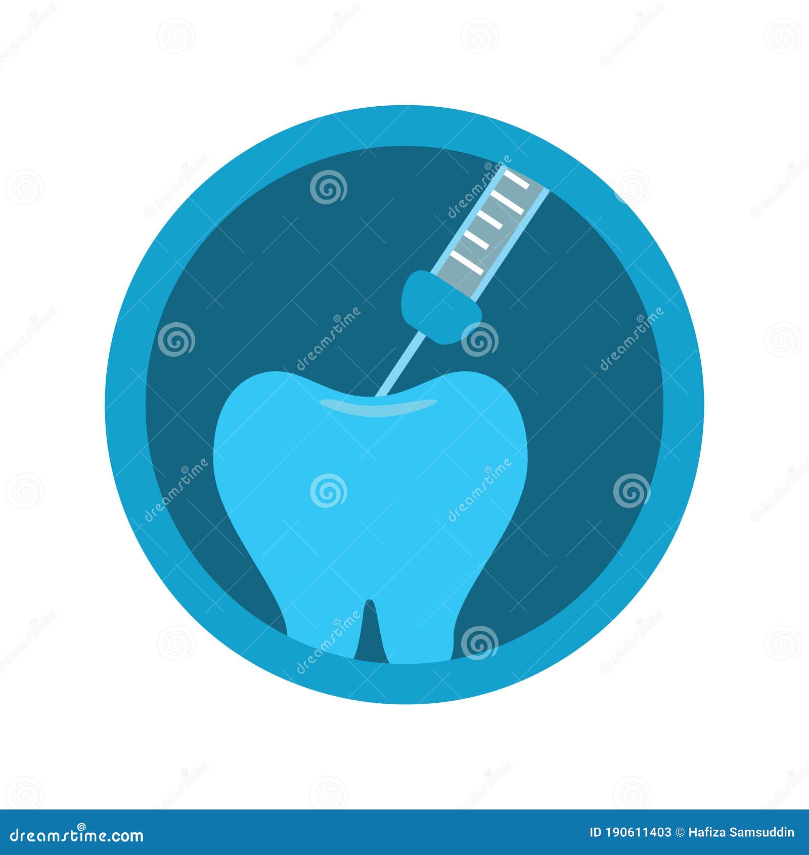 Dental Syringe with Tooth. Vector Illustration Decorative Design Stock